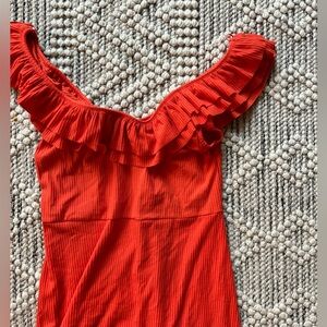ZARA Orange Ribbed Dress